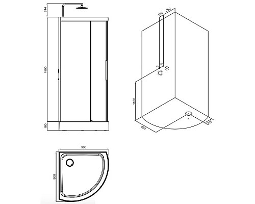 Заказать Душевая кабина 90×90×230,4 см Am.Pm Like W80C-016-090MTA в магазине сантехники Santeh-Crystal.ru