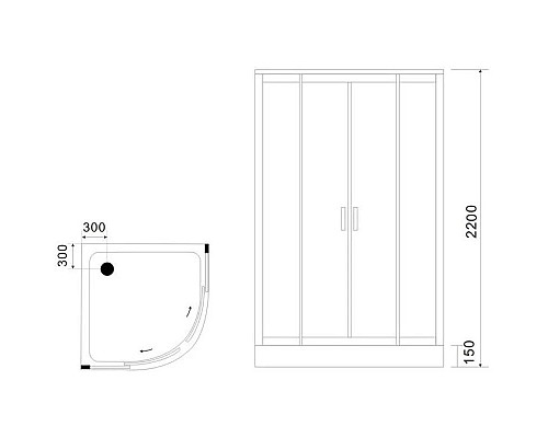 Купить Душевая кабина 90х90х220 см Black & White Galaxy 5501900 прозрачное в магазине сантехники Santeh-Crystal.ru