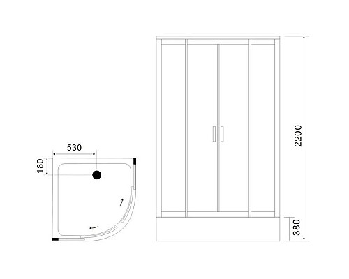 Купить Душевая кабина 100х100х220 см Black & White Galaxy 5503100 прозрачное в магазине сантехники Santeh-Crystal.ru