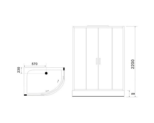 Заказать Душевая кабина 120х80х220 см Black & White Galaxy 5505120L прозрачное в магазине сантехники Santeh-Crystal.ru