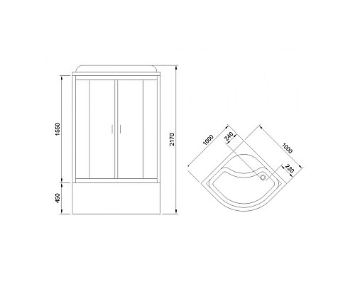 Заказать Душевая кабина 100х100х217 см Royal Bath RB100BK3-BT-CH прозрачное в магазине сантехники Santeh-Crystal.ru