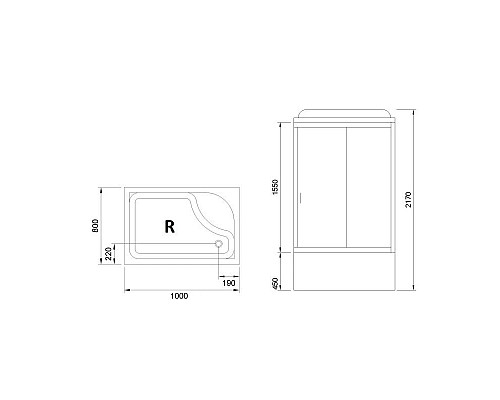 Заказать Душевая кабина 100х80х217 см Royal Bath RB8100BP3-WC-CH-R матовое в магазине сантехники Santeh-Crystal.ru