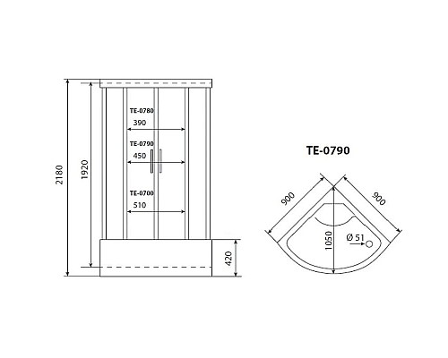 Заказать Душевая кабина 90x90x218 см Timo Eco TE-0790 P матовое в магазине сантехники Santeh-Crystal.ru