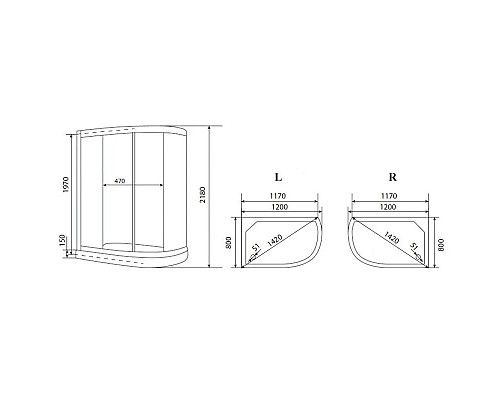 Купить Душевая кабина 120x80x218 см Timo Eco TE-0702 P L матовое в магазине сантехники Santeh-Crystal.ru