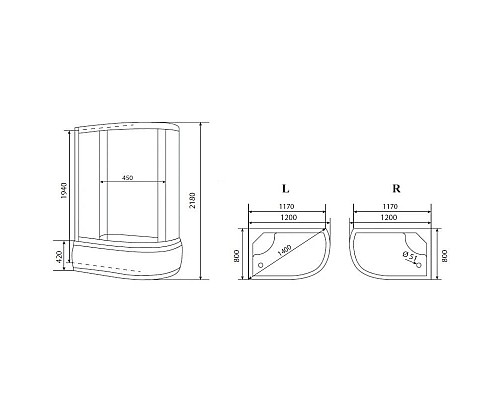 Заказать Душевая кабина 120x80x218 см Timo Eco TE-0720 P L матовое в магазине сантехники Santeh-Crystal.ru