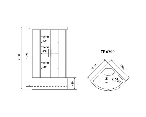 Заказать Душевая кабина 100x100x218 см Timo Eco TE-0700 P матовое в магазине сантехники Santeh-Crystal.ru