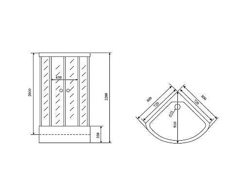 Приобрести Душевая кабина 80x80x220 см Timo Standart T-6680 B прозрачное в магазине сантехники Santeh-Crystal.ru