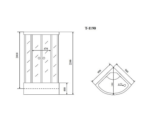 Заказать Душевая кабина 90x90x220 см Timo Standart T-6690 B прозрачное в магазине сантехники Santeh-Crystal.ru