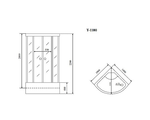 Купить Душевая кабина 100x100x220 см Timo Standart T-6600 B прозрачное в магазине сантехники Santeh-Crystal.ru