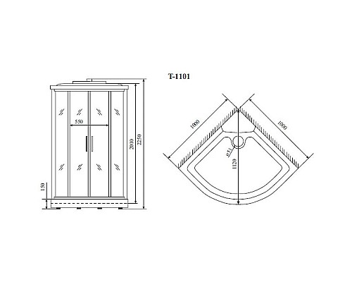 Приобрести Душевая кабина 100x100x220 см Timo Standart T-6601 B прозрачное в магазине сантехники Santeh-Crystal.ru