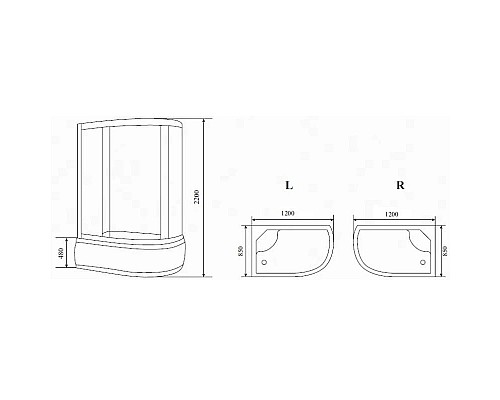 Купить Душевая кабина 120x85x220 см Timo Standart T-6620 B L прозрачное в магазине сантехники Santeh-Crystal.ru