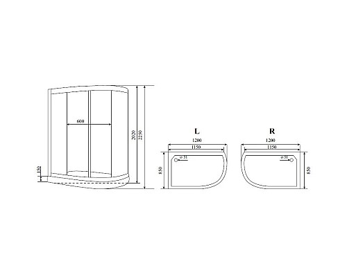 Купить Душевая кабина 120x85x220 см Timo Standart T-6602 B R прозрачное в магазине сантехники Santeh-Crystal.ru