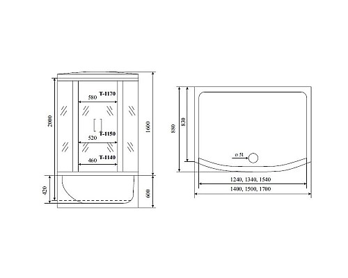 Приобрести Душевая кабина 150x88x220 см Timo Standart T-6650 B прозрачное в магазине сантехники Santeh-Crystal.ru