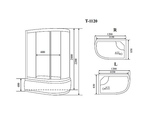 Приобрести Душевая кабина 120x85x220 см Timo Standart T-1120 P R тонированное в магазине сантехники Santeh-Crystal.ru