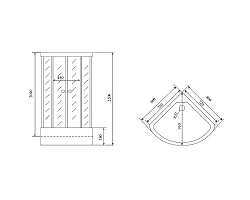 Купить Душевая кабина 80x80x220 см Timo Lux T-7780 прозрачное в магазине сантехники Santeh-Crystal.ru