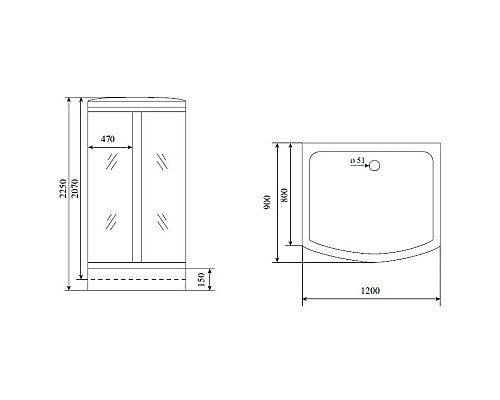 Приобрести Душевая кабина 120x90x225 см Timo Lux T-7715 P прозрачное в магазине сантехники Santeh-Crystal.ru