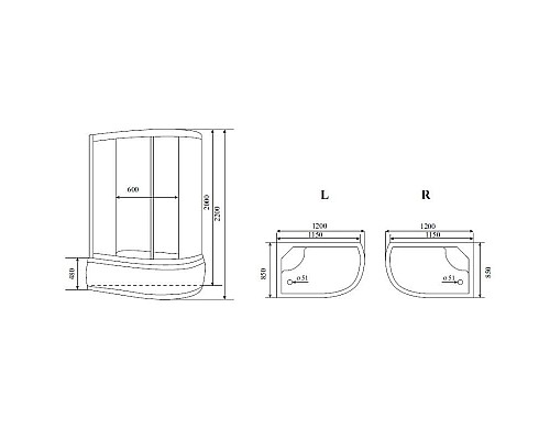 Заказать Душевая кабина 120x85x220 см Timo Lux T-7720 P R прозрачное в магазине сантехники Santeh-Crystal.ru