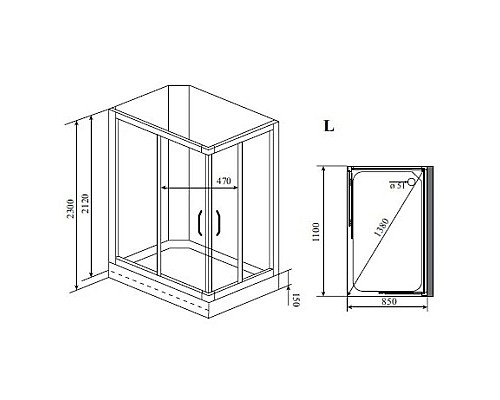 Купить Душевая кабина 110x85x230 см Timo Lux TL-1504 L прозрачное в магазине сантехники Santeh-Crystal.ru