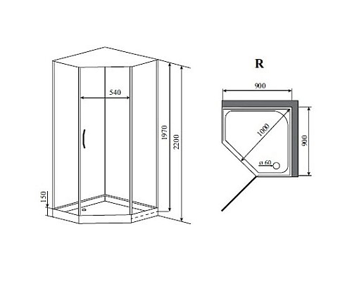 Купить Душевая кабина 90x90x220 см Timo Elta H-312 R прозрачное в магазине сантехники Santeh-Crystal.ru