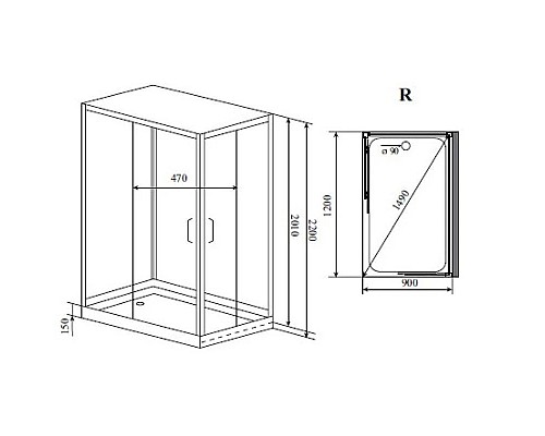 Приобрести Душевая кабина 120x90x220 см Timo Helka H-515 R прозрачное в магазине сантехники Santeh-Crystal.ru