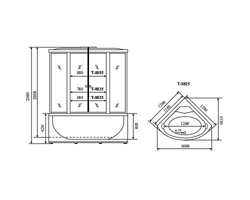 Заказать Душевая кабина 120x120x230 см Timo Comfort T-8825 C прозрачное в магазине сантехники Santeh-Crystal.ru
