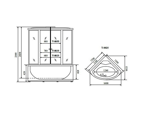 Заказать Душевая кабина 150x150x230 см Timo Comfort T-8855 C прозрачное в магазине сантехники Santeh-Crystal.ru