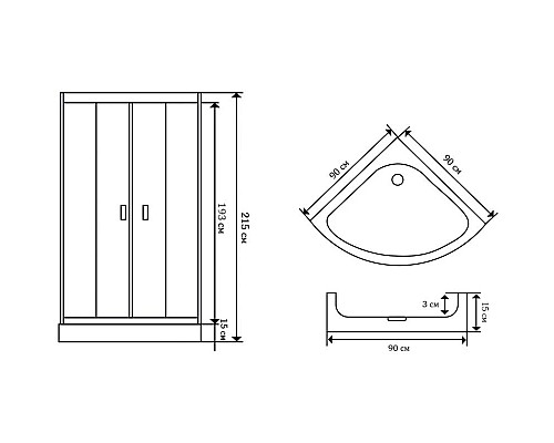 Купить Душевая кабина 90х90х215 см Niagara NG-116-15 матовое в магазине сантехники Santeh-Crystal.ru