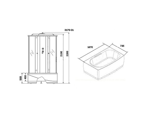 Купить Душевая кабина 167х73,5х220 см Niagara NG-3170-01 интимато в магазине сантехники Santeh-Crystal.ru