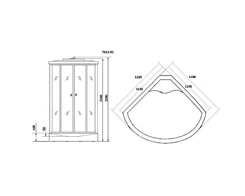 Купить Душевая кабина 118х118х220 см Niagara NG-7012-01 интимато в магазине сантехники Santeh-Crystal.ru