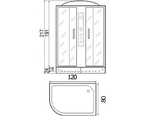 Приобрести Душевая кабина 120х80х217 River TEMZA 120/80/24 R MT в магазине сантехники Santeh-Crystal.ru