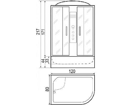 Заказать Душевая кабина 120х80х217 River TEMZA 120/80/44 L MT в магазине сантехники Santeh-Crystal.ru