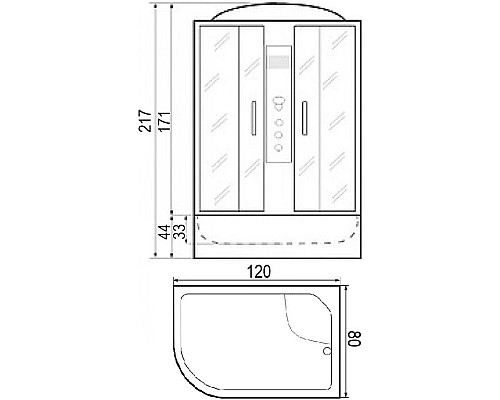 Приобрести Душевая кабина 120х80х217 River TEMZA 120/80/44 R MT в магазине сантехники Santeh-Crystal.ru