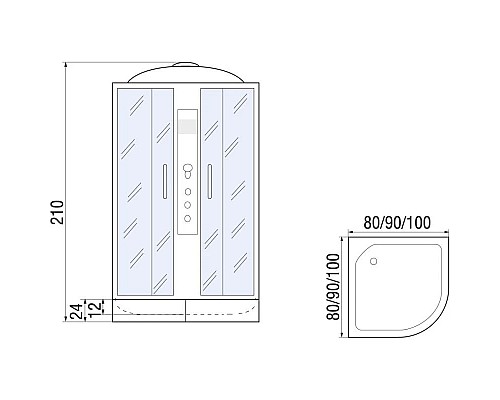 Заказать Душевая кабина 90х90х210 River DESNA 90/24 МТ в магазине сантехники Santeh-Crystal.ru
