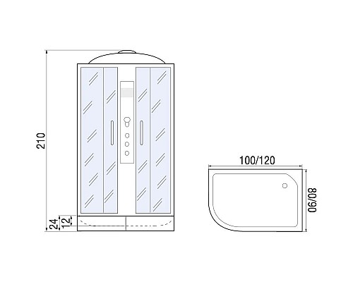 Приобрести Душевая кабина 100х80х210 River DESNA 100/80/24 МТ R в магазине сантехники Santeh-Crystal.ru