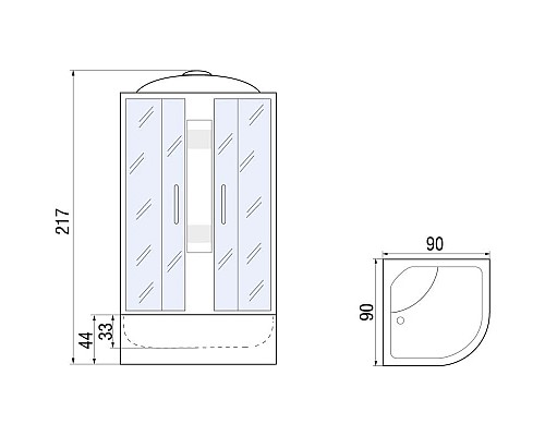 Приобрести Душевая кабина 90х90х217 River LENA 90/44 МТ в магазине сантехники Santeh-Crystal.ru