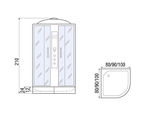 Заказать Душевая кабина 80х80х210 River DESNA 80/24 МТ в магазине сантехники Santeh-Crystal.ru