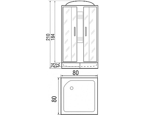 Приобрести Душевая кабина 80х80х210 River QUADRO 80/24 МТ в магазине сантехники Santeh-Crystal.ru