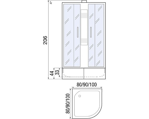 Заказать Душевая кабина 90х90х206 River NARA LIGHT Б/К 90/44 МТ в магазине сантехники Santeh-Crystal.ru