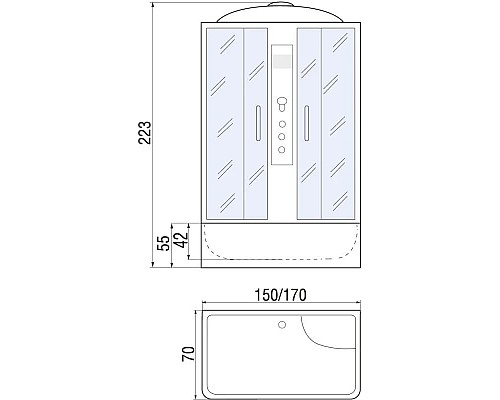 Купить Душевая кабина 170х70х223 River SENA 170/70/50 МТ в магазине сантехники Santeh-Crystal.ru