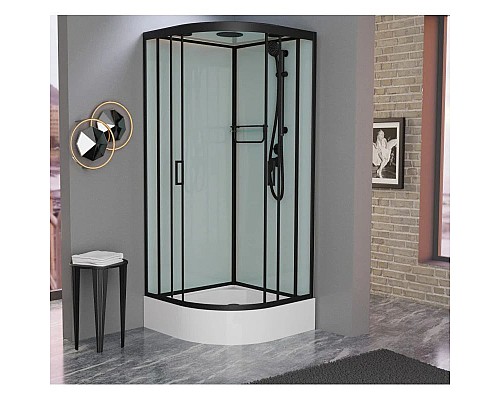 Заказать Душевая кабина 90x90x220 см Frank F409/1 Black 139009 прозрачное в магазине сантехники Santeh-Crystal.ru