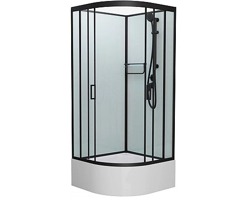 Купить Душевая кабина 90x90x215 см Frank F409/2 Black 148009 прозрачное в магазине сантехники Santeh-Crystal.ru