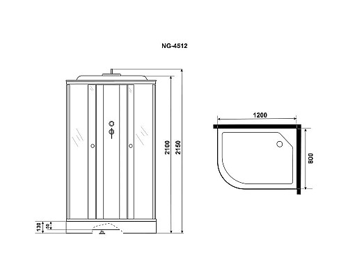 Купить Душевая кабина 120х80х215 см Niagara E120/80/13R/TN тонированное в магазине сантехники Santeh-Crystal.ru