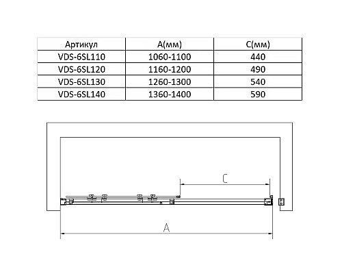 Душевая дверь Vincea Slim VDS-6SL110CLB 110 см, профиль черный матовый, стекло прозрачное