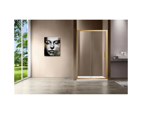 Душевая дверь Vincea Garda VDS-1G145CLG 145 см, профиль золотой матовый, стекло прозрачное
