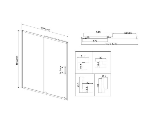 Душевая дверь Vincea City VDS-5CT130CL 130 см, профиль хром, стекло прозрачное