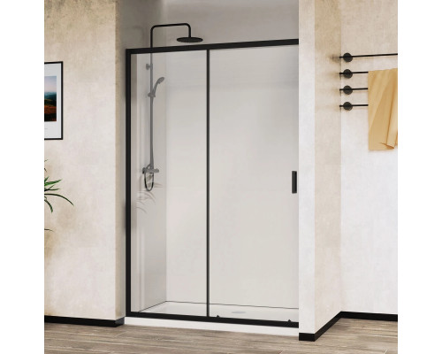 Душевая дверь Vincea City VDS-5CT140CLB 140 см, профиль черный матовый, стекло прозрачное