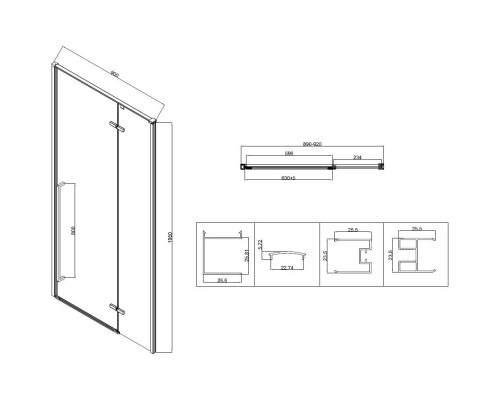 Душевая дверь Vincea Slim-N VDPH-5SN900CL 90 см, профиль хром, стекло прозрачное