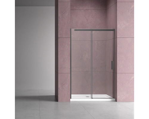 Душевая дверь Vincea DiceVDS-4D150CLGM 150 см, профиль вороненая сталь, стекло прозрачное