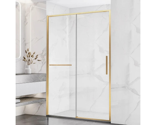 Душевая дверь Vincea Slim Soft VDS-1SS130CLG 130 см, профиль золотой матовый, стекло прозрачное