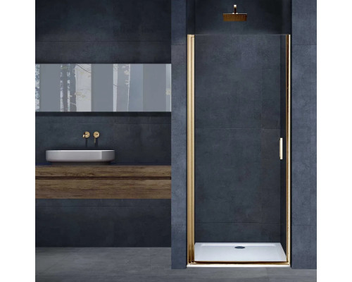 Душевая дверь Vincea Alpha VDP-3AL800CLG 80 см, профиль золотой матовый, стекло прозрачное